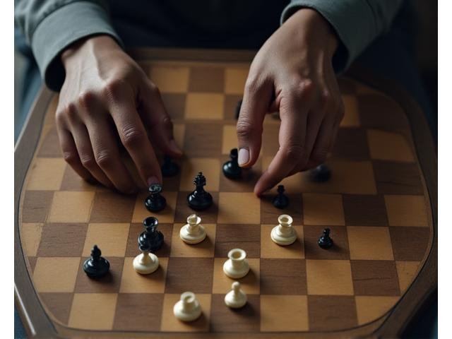 Δύο χέρια κινούν πιόνια σκακιού σε μια παρτίδα στρατηγικής